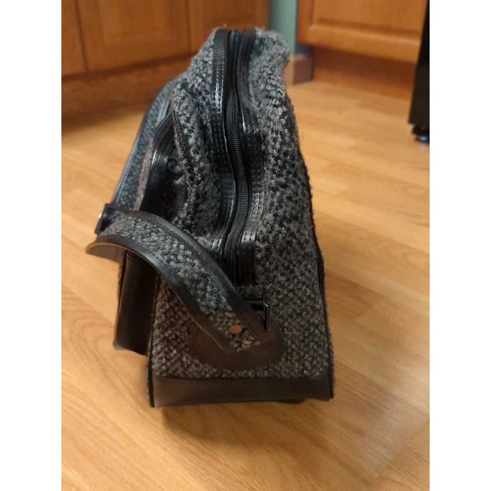 Pierre Cardin Carry On Shoulder Overnight Bag Black Gray Tweed Strap Vintage